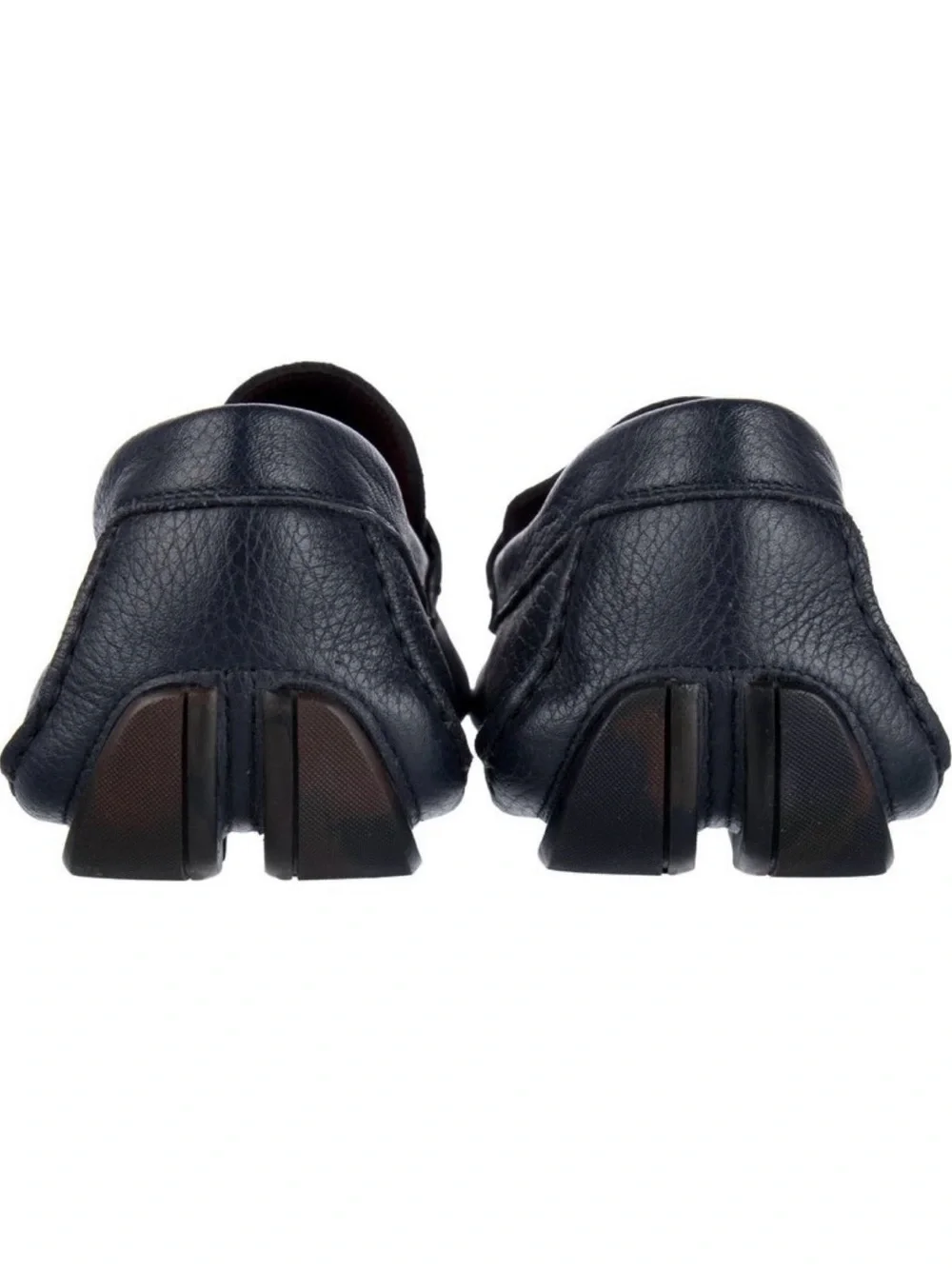 Salvatore Ferragamo Navy Gancini Logo Leather Drivers